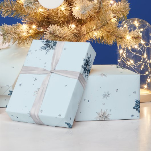 Papier Cadeau Flocons de neige bleus de Noël (Vacances)