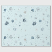 Papier Cadeau Flocons de neige bleus de Noël (Plat)