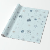 Papier Cadeau Flocons de neige bleus de Noël (Déroulé)