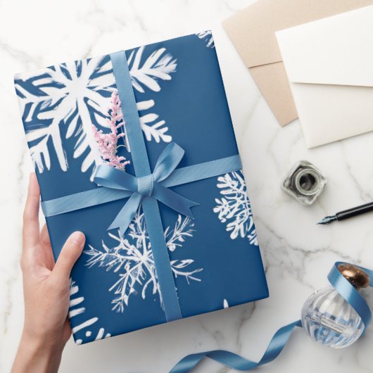 Papier Cadeau Flocons de Neige Bleus Hiver (Cadeaux)