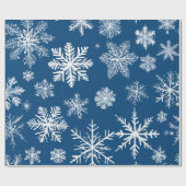 Papier Cadeau Flocons de Neige Bleus Hiver (Plat)