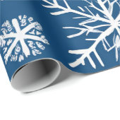 Papier Cadeau Flocons de Neige Bleus Hiver (Coin rond)