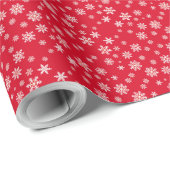 Papier Cadeau Flocons de neige classiques Noël Rouge Extra Large (Coin rond)
