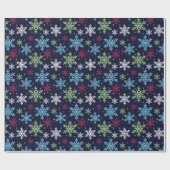 Papier Cadeau Flocons de neige colorés d'hiver (Plat)