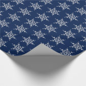 Papier Cadeau Flocons de neige, cristaux argentés sur le bleu (Coin)