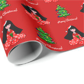 Papier Cadeau Flocons de neige de bande dessinée de Noël de (Coin rond)