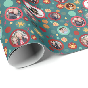 Papier Cadeau Flocons de neige de Noël 8 photos de famille