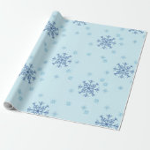 Papier Cadeau Flocons de neige de Noël d'hiver Bleu (Déroulé)