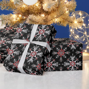 Papier Cadeau Flocons de neige de Noël gothique effrayants