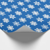 Papier Cadeau Flocons de neige d'Ikat - bleu et blanc de cobalt (Coin)