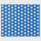 Papier Cadeau Flocons de neige d'Ikat - bleu et blanc de cobalt (Plat)