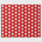 Papier Cadeau Flocons de neige d'Ikat - rouge foncé et blancs (Plat)