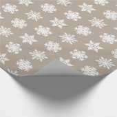 Papier Cadeau Flocons de neige d'Ikat - Taupe bronzage et blanc (Coin)