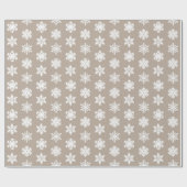 Papier Cadeau Flocons de neige d'Ikat - Taupe bronzage et blanc (Plat)