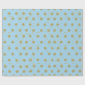 Papier Cadeau Flocons de neige dorés  (Plat)