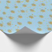 Papier Cadeau Flocons de neige dorés  (Coin)