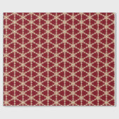 Papier Cadeau Flocons de neige dorés sur fond rouge (Plat)