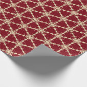 Papier Cadeau Flocons de neige dorés sur fond rouge (Coin)