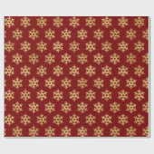 Papier Cadeau Flocons de neige dorés sur fond rouge - Noël class (Plat)