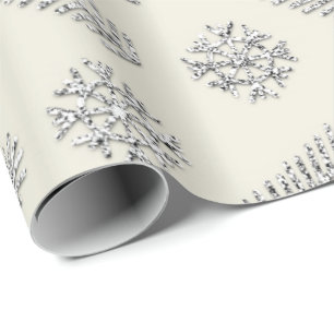 Papier Cadeau Flocons de neige ens ivoire de vacances d'arbre de