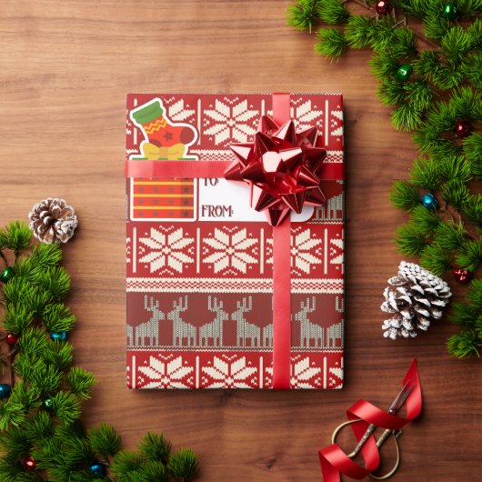 Papier cadeau flocons de neige et rennes (Cadeau de vacances)