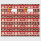 Papier cadeau flocons de neige et rennes (Plat)