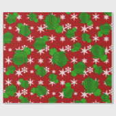 Papier Cadeau Flocons de neige mignons de rouge de tortue (Plat)