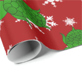 Papier Cadeau Flocons de neige mignons de rouge de tortue (Coin rond)