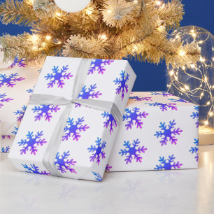 Papier Cadeau Flocons de neige motif violet Noël vacances