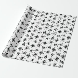 Papier Cadeau Flocons de neige noirs de Noël sans couture