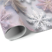 Papier Cadeau Flocons de neige pastel 3D (Coin rond)