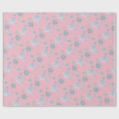 Papier Cadeau flocons de neige rose pâle (Plat)