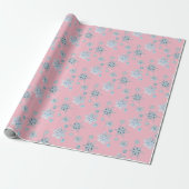 Papier Cadeau flocons de neige rose pâle (Déroulé)