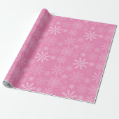 Papier Cadeau Flocons de neige roses  (Déroulé)
