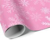 Papier Cadeau Flocons de neige roses  (Coin rond)