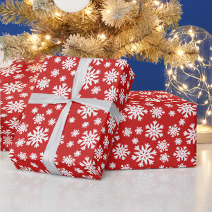 Papier Cadeau Flocons de neige rouges blancs Noël Fête Emballage