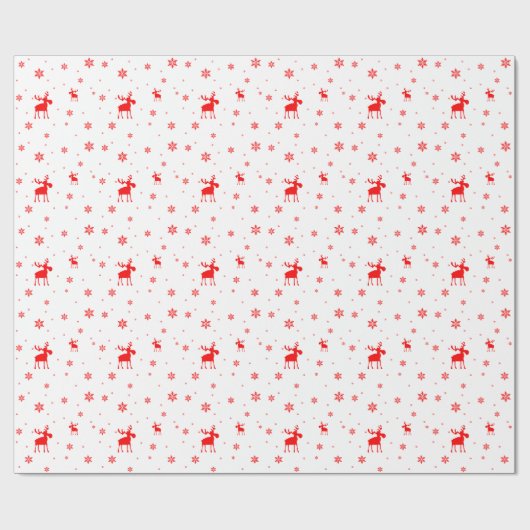 Papier Cadeau Flocons de neige rouges simples modernes (Plat)