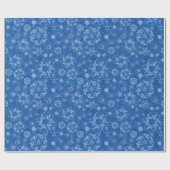 Papier Cadeau Flocons de neige sur le bleu (Plat)