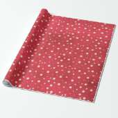 Papier Cadeau Flocons de neige sur rouge (Déroulé)
