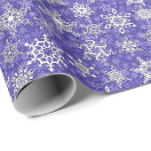 Papier Cadeau flocons de neige sur violet lilas arrière - plan (Coin rond)