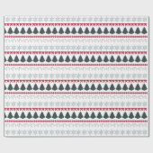 Papier Cadeau Flocons de Noël et arbres (Plat)