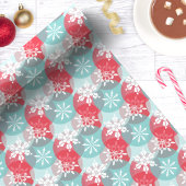 Papier Cadeau Flocons de Noël Rouge Bleu