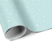 Papier Cadeau Flocons Fantaisistes en Motif Bleu Aqua (Coin rond)