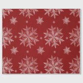 Papier Cadeau Flocons Rouges Fêtes de Noël (Plat)