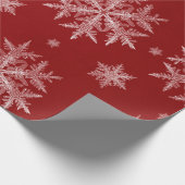 Papier Cadeau Flocons Rouges Fêtes de Noël (Coin)