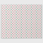 Papier Cadeau Flocules de neige vertes et rouges en blanc (Plat)