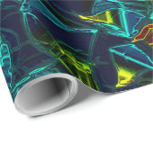 Papier Cadeau Flor virtuel em azul gradiente, estilhaçada (Coin rond)