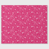 Papier Cadeau Floraison de fleurs blanches d'Hibiscus sur rose (Plat)