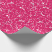 Papier Cadeau Floraison de fleurs blanches d'Hibiscus sur rose (Coin)