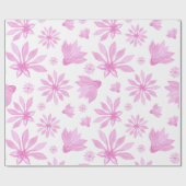 Papier Cadeau Floraison de fleurs roses aquarelle (Plat)